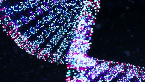 On the dark background abstract glittering DNA double helix with depth of field Stock Footage 139594429