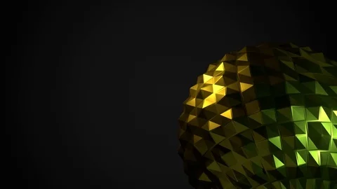 Dark background with abstract glossy shape as low poly ball. Stock Footage 80378322