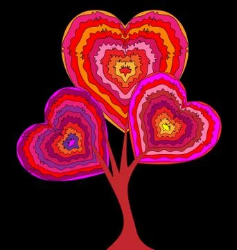 Dark background and the abstract heart-shaiped tree Stock Illustration