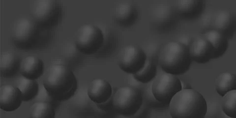 Dark Background with black balls, blur effect. 3d round spheres. Illustrazione stock