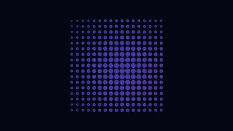 Dark background blue and purple polka dot wavy matrix pattern Stock Illustration
