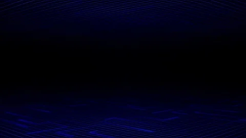 The dark background of a blue grid and a moving light lines Stock Footage 81315753