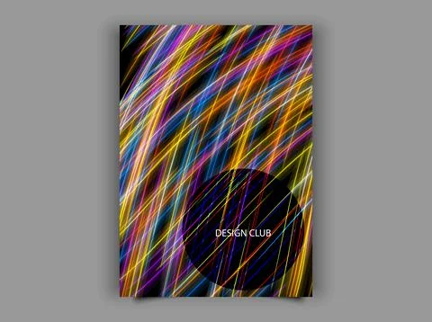 Dark background with chaotic neon lines. Club flyer design. Vector graphics. Stock Illustration