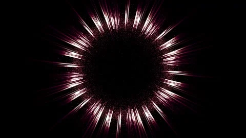 On a dark background, a circle of glowing particles and white and pink lines Stock Footage 259371574