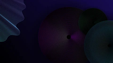 Dark background with circles and waves in 4k video. Stock Footage 152768021
