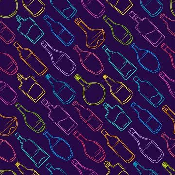 Dark background with colored bottles Stock Illustration