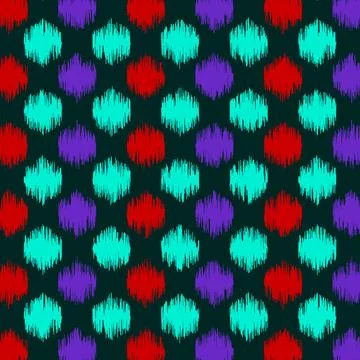 A dark background with colorful ikat patterns Stock Illustration