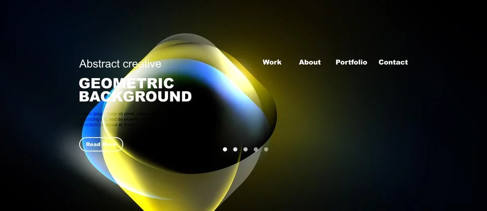 Dark background features abstract geometric shapes, yellow glow, text element Stock Illustration