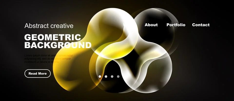 Dark background features abstract geometric shapes, golden hues, text element Stock Illustration