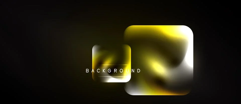 Dark background features abstract golden square shapes. Fluid design with Illustrazione stock