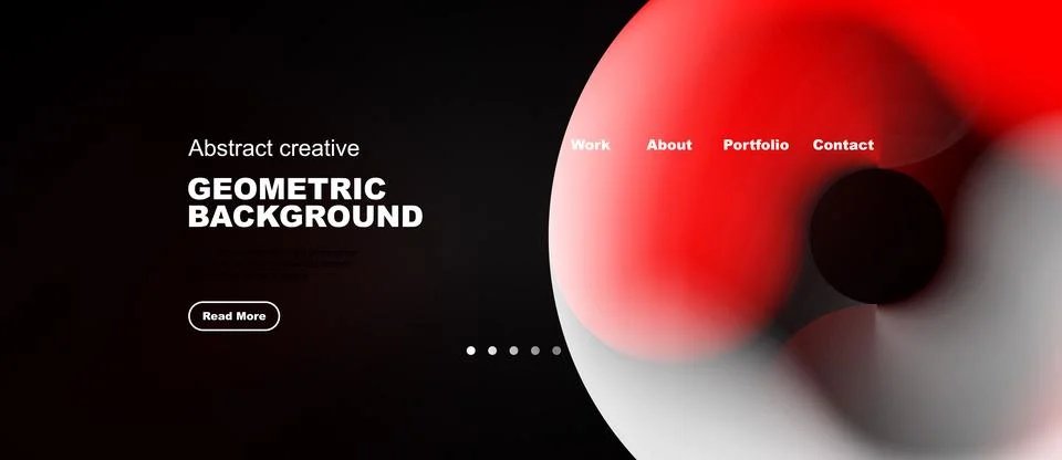 Dark background features abstract red, white shapes. Minimalist design includ 스톡 일러스트