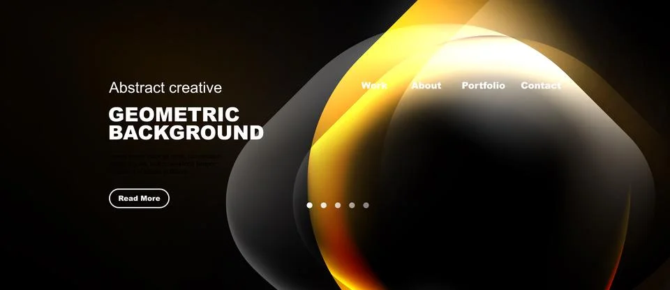 Dark background features abstract shapes, golden highlights. Text includes 스톡 일러스트