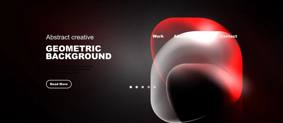 Dark background features abstract shapes, text elements, navigation options. 스톡 일러스트