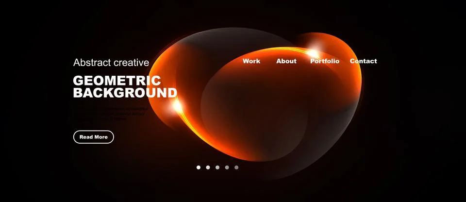 Dark background features abstract shapes, orange glow, text elements. Navig.. Stock Illustration
