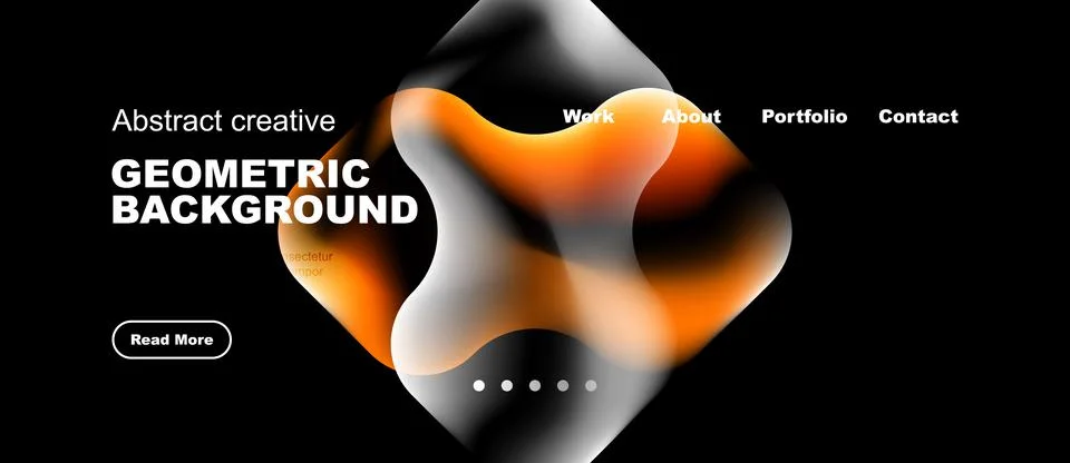 Dark background features abstract shapes, vibrant colors, text elements. Mode Stock Illustration