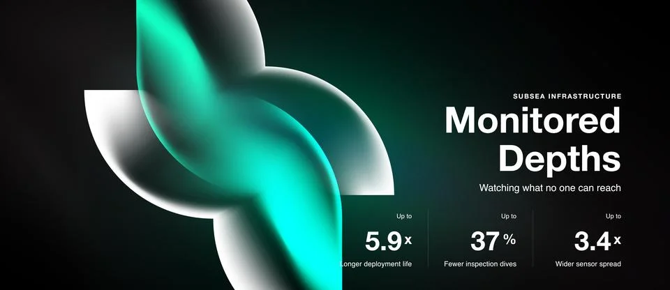 Dark background features abstract teal design, text highlights monitored de.. Stock Illustration