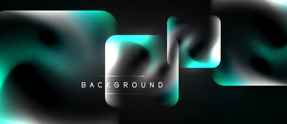 Dark background features abstract turquoise squares. Gradient effects create イラスト素材