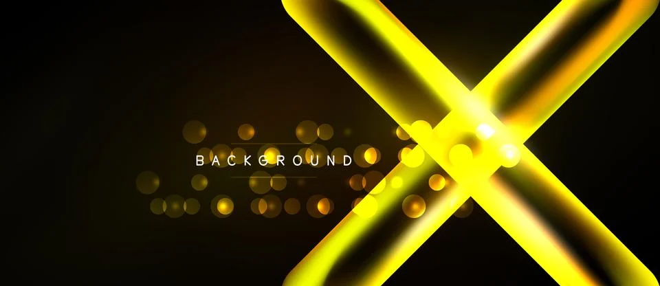 Dark background features bright golden lines forming abstract X shape. Circle 스톡 일러스트