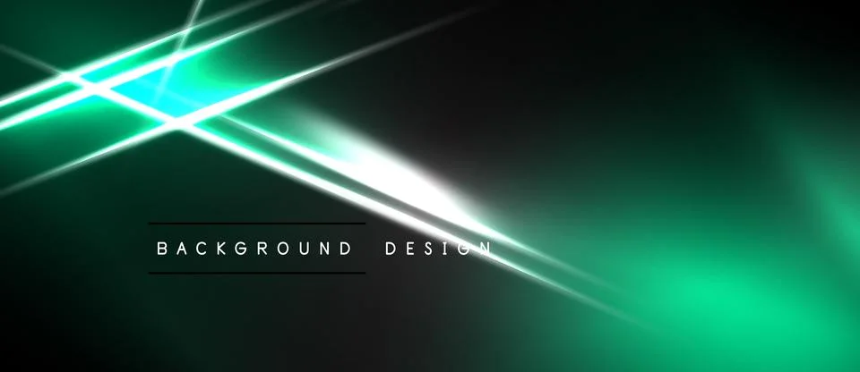 Dark background features bright green, white light streaks. Modern design e.. Stock Illustration