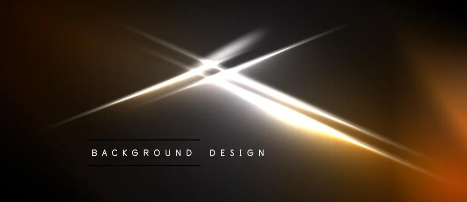 Dark background features bright light flares, golden hues, modern design イラスト素材