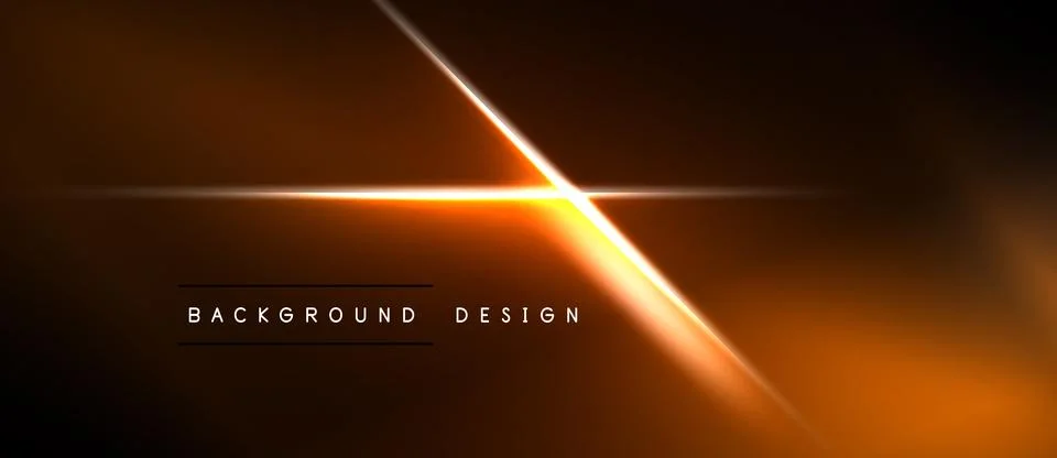 Dark background features bright orange lines, creating dynamic light effect. Illustrazione stock