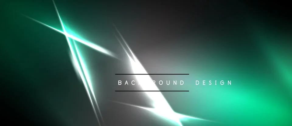 Dark background features bright teal, white light streaks. Gradient effect Illustrazione stock
