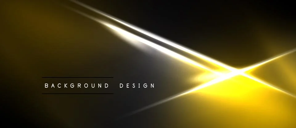 Dark background features bright yellow, white light streaks. Modern design Stock Illustration
