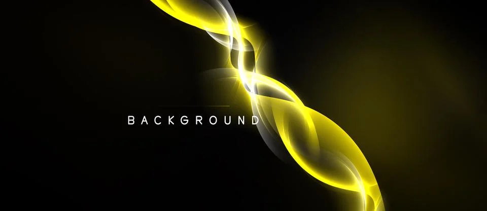 Dark background features bright yellow swirling lines. Light radiates from 库存插图
