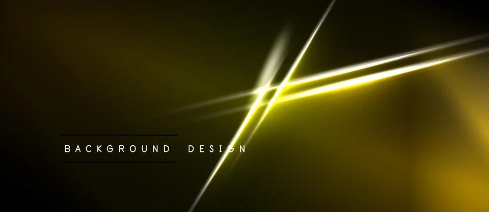 Dark background features bright yellow lines, creating abstract light effects Stock Illustration