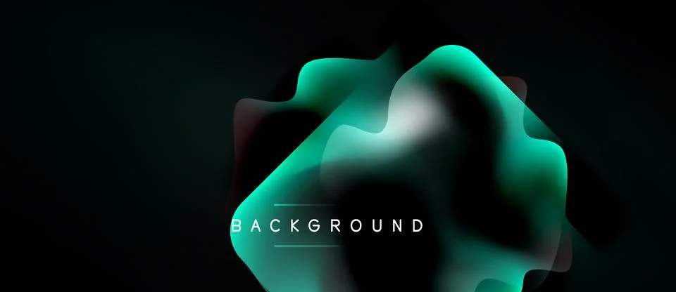 Dark background features flowing teal shapes. Gradient colors create abstract Illustrazione stock