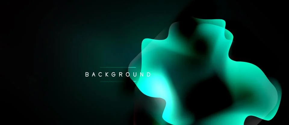 Dark background features flowing turquoise shapes. Gradient effect creates .. 스톡 일러스트
