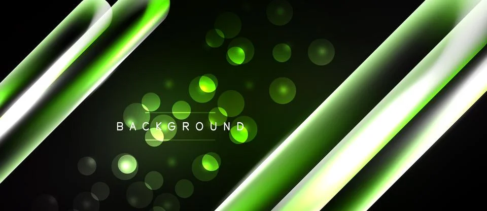 Dark background features glowing green lines, circles. Modern design element Stock Illustration