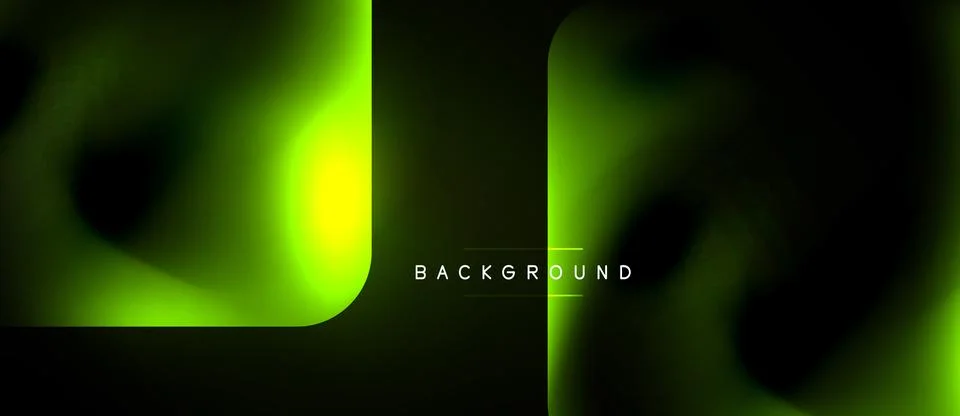 Dark background features glowing green lines, gradients. Text reads backgroun Illustrazione stock