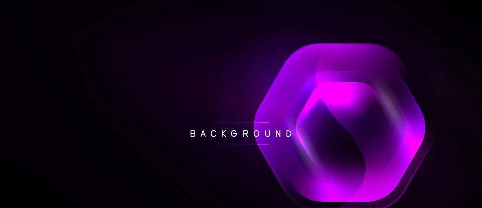 Dark background features glowing hexagon. Vibrant purple hues create modern Stockillustratie