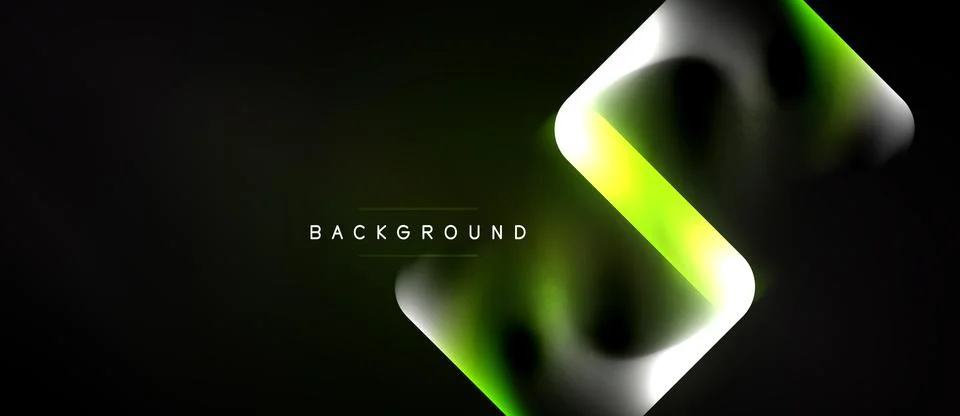 Dark background features glowing neon shape. Gradient colors create modern Illustrazione stock