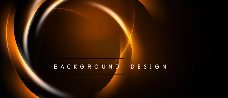 Dark background features glowing orange circular lines. Text reads background Stock Illustration