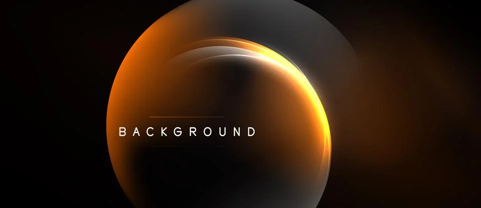Dark background features glowing orange sphere. Light streaks create dynamic Stockillustratie