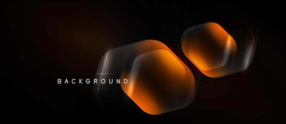 Dark background features glowing orange geometric shapes. Modern design with 스톡 일러스트