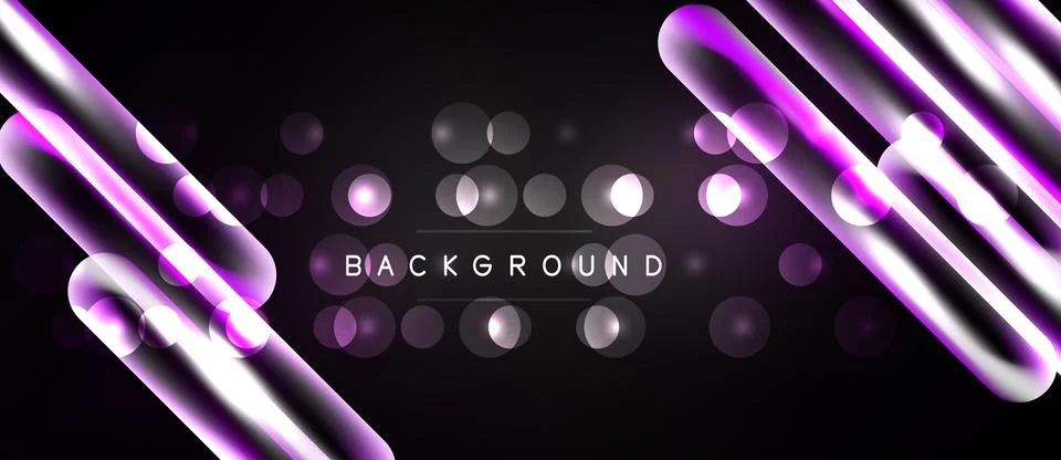 Dark background features glowing purple lines, circles. Modern design, abstra Stock Illustration