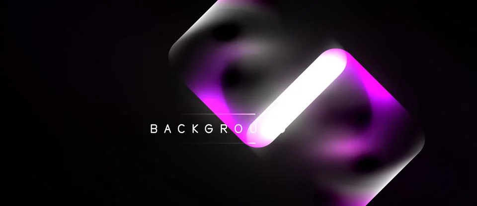 Dark background features glowing purple geometric shapes. Bright lines create Stock Illustration