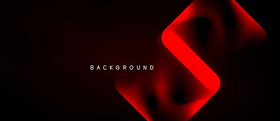 Dark background features glowing red abstract shape resembling letter S. Stock Illustration