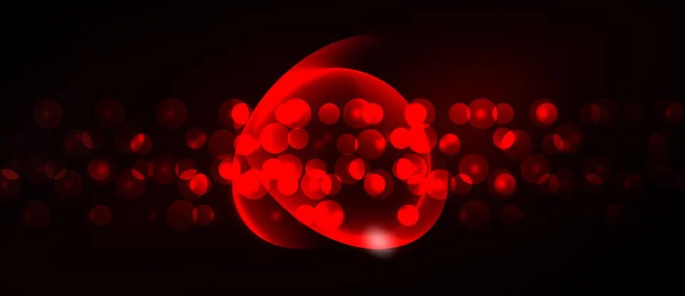 Dark background features glowing red circles, creating abstract light effect. Stock Illustration