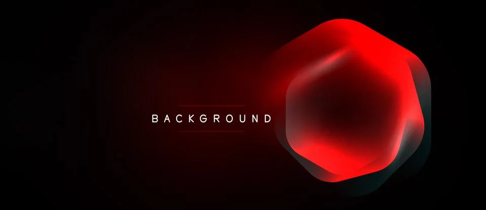 Dark background features glowing red hexagon shape. Modern design with soft Stock Illustration
