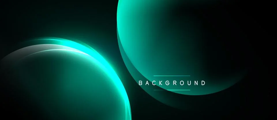 Dark background features glowing teal curves. Minimalist design with text Stock Illustration