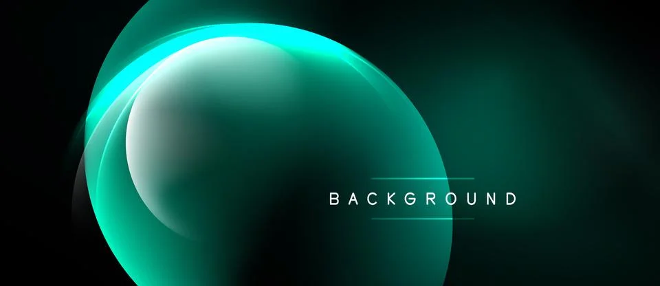 Dark background features glowing turquoise layers. Abstract shapes create m.. Stock Illustration