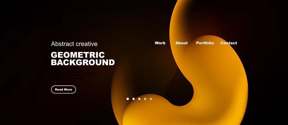 Dark background features golden abstract shapes, text elements, navigation イラスト素材