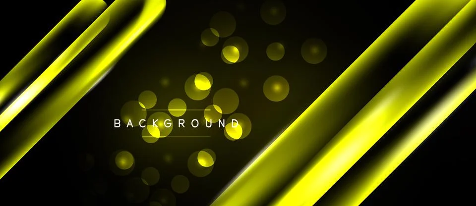 Dark background features golden diagonal lines, bokeh effects. Text reads Stock Illustration