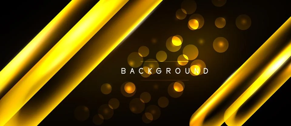 Dark background features golden diagonal lines, glowing bokeh effects. Text Stockillustratie