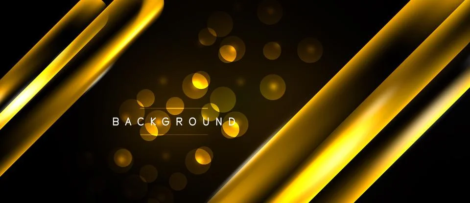 Dark background features golden diagonal lines, bokeh effects. Text reads Illustrazione stock