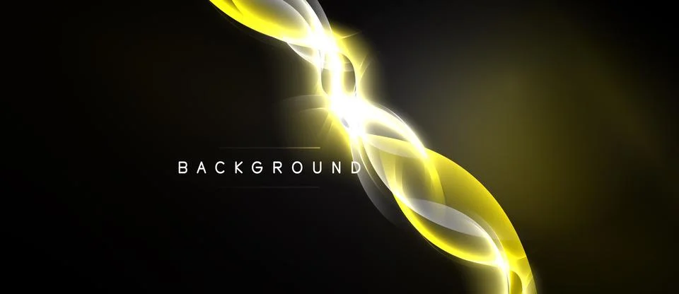 Dark background features golden, flowing lines. Bright light emanates from Illustrazione stock